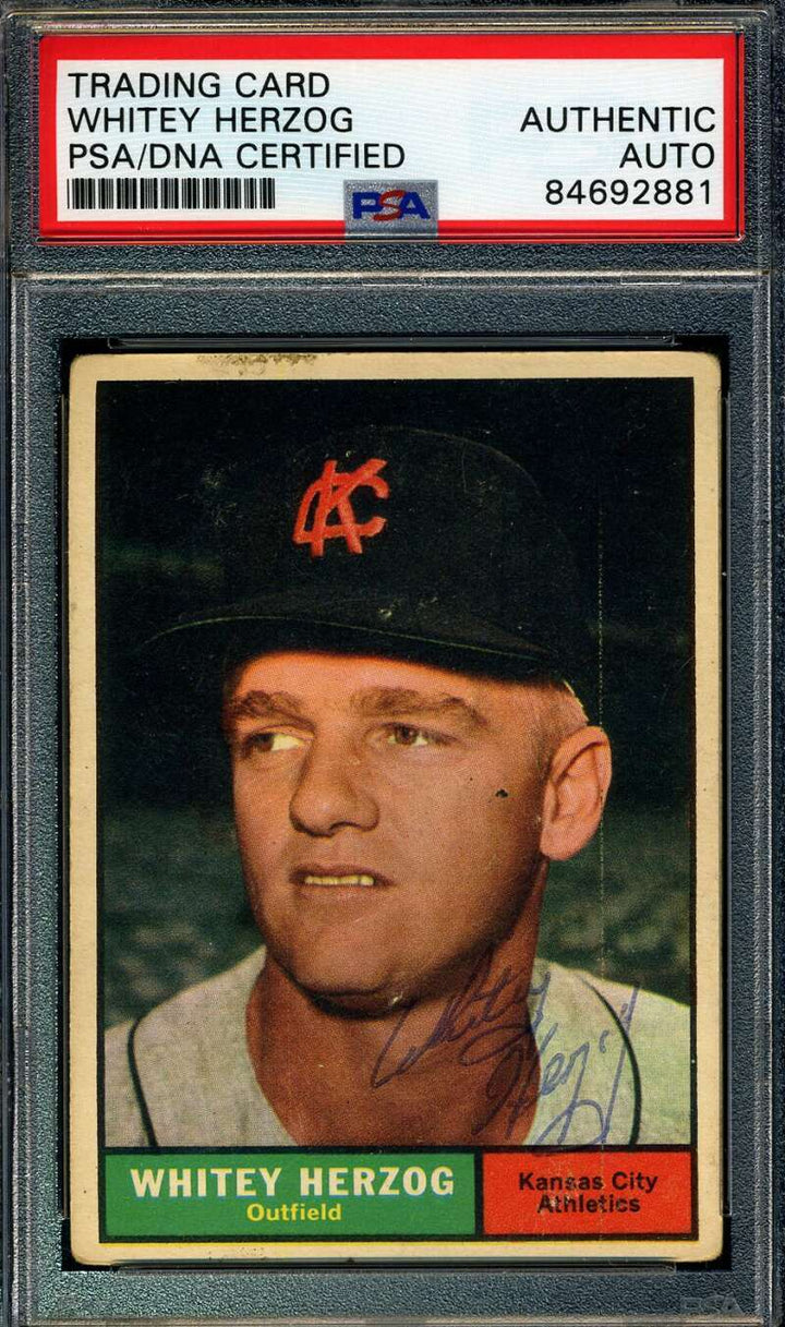 Whitey Herzog PSA DNA Signed 1961 Topps Autograph