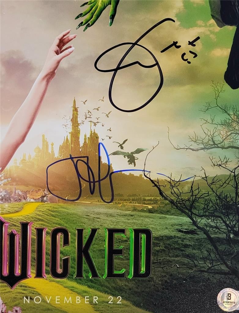 John M. Chu & Cynthia Erivo signed Wicked 11x17 photo poster auto A~ Beckett BAS