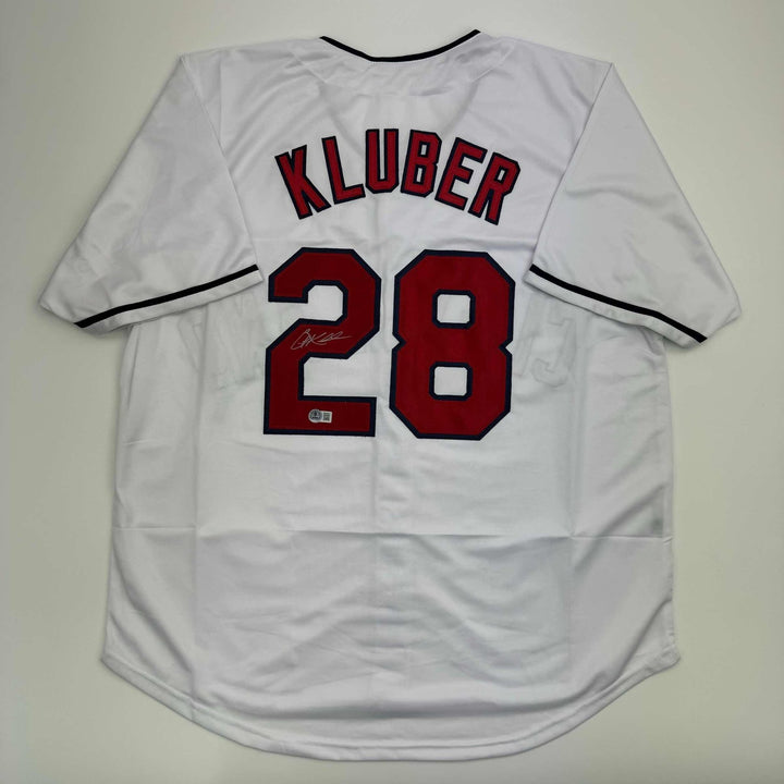Autographed/Signed Corey Kluber Cleveland White Jersey Beckett BAS COA