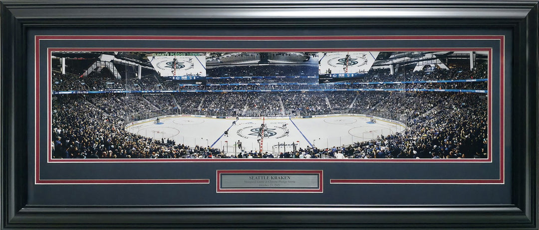 Unsigned Framed 12x36 Panoramic Photo Kraken 'Inaugural Game at Climate Pledge'