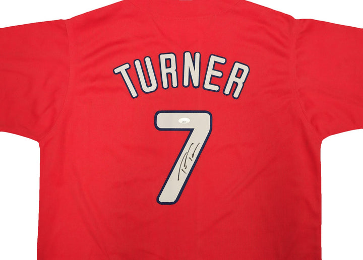 Philadelphia Phillies Trea Turner Autographed Signed Red Jersey JSA