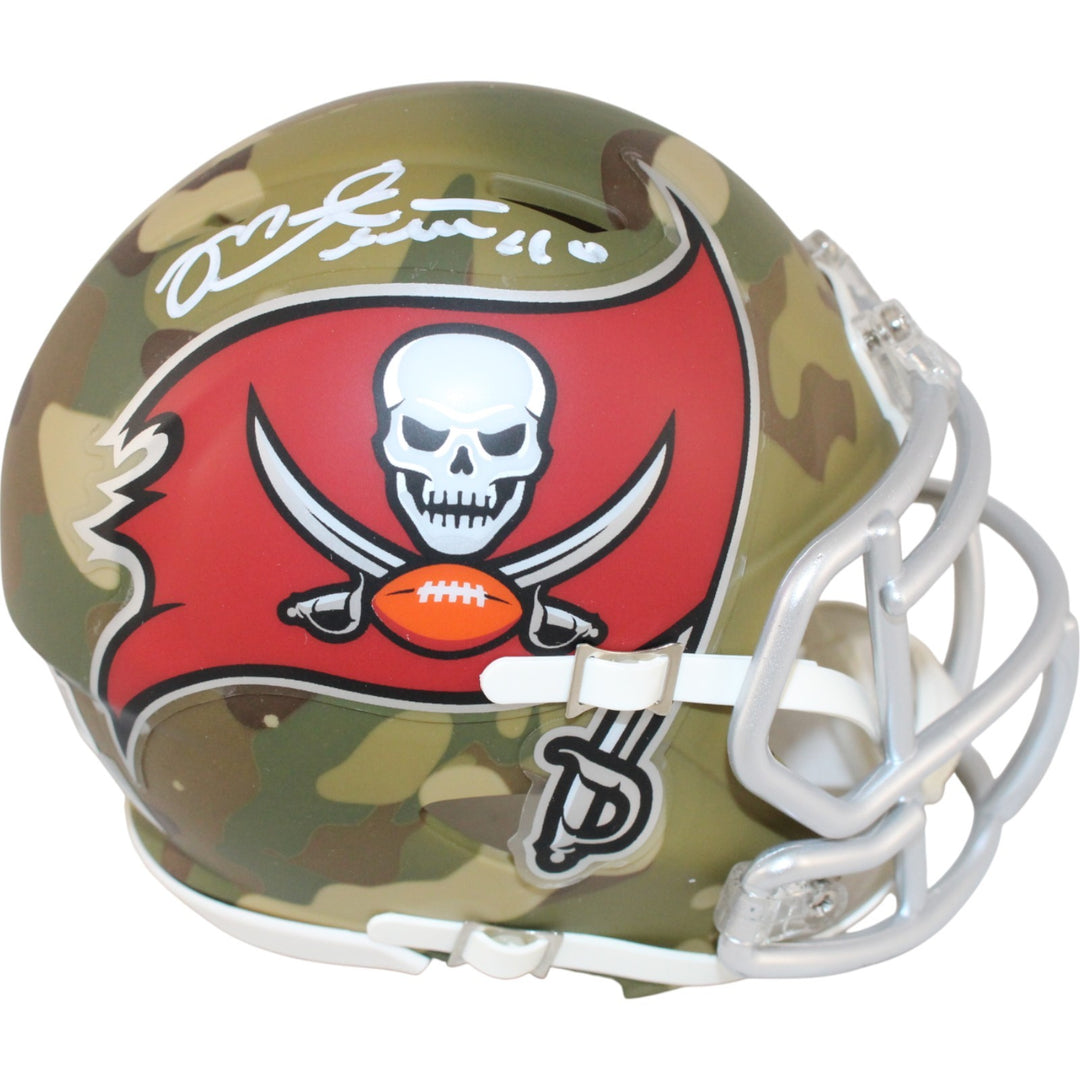 Mike Alstott Autographed Tampa Bay Buccaneers Camo Mini Helmet Beckett 50210