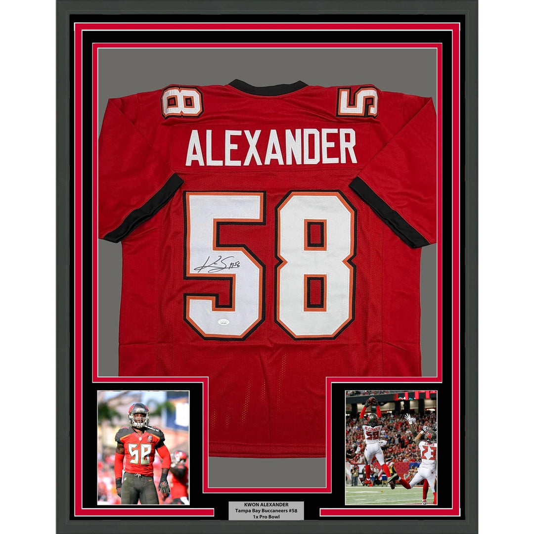 Framed Autographed/Signed Kwon Alexander 35x39 Tampa Bay Red Jersey JSA COA
