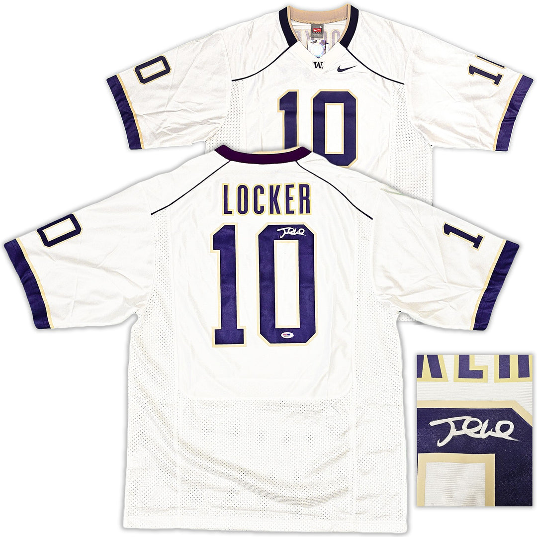 Washington Huskies Jake Locker Signed White Nike Jersey Size L PSA/DNA