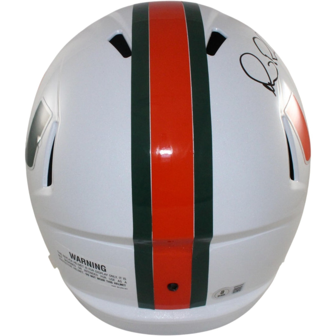 Michael Irvin Autographed Miami Hurricanes F/S Helmet Beckett Witness 56366