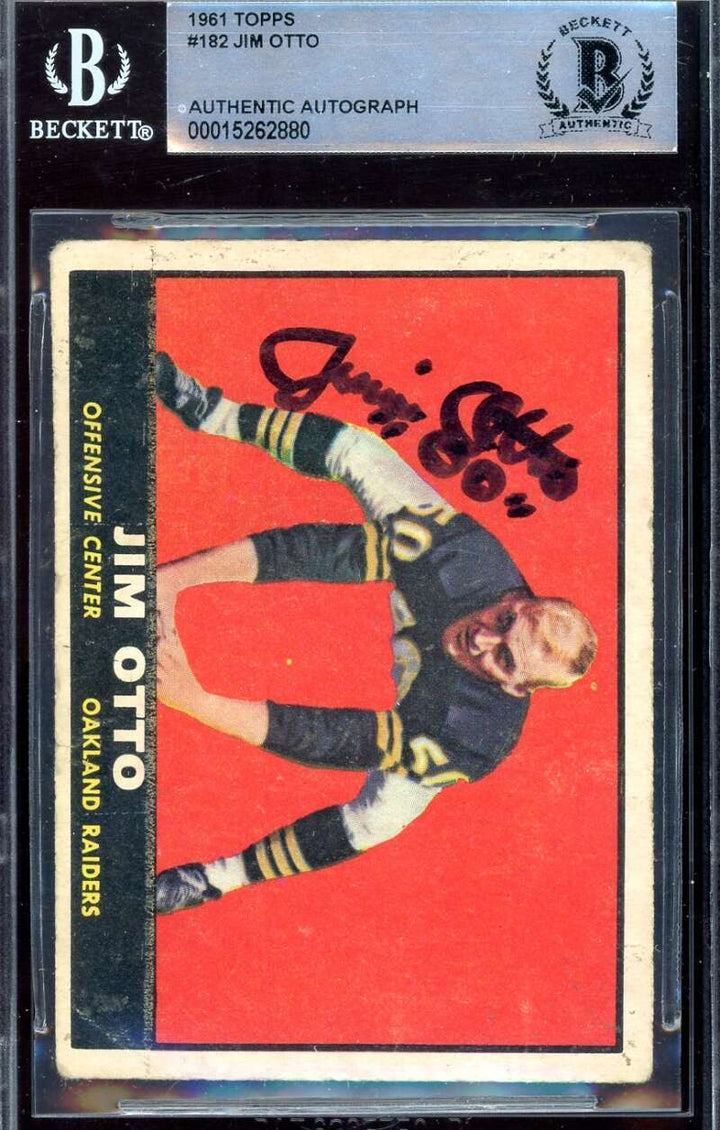 Jim Otto Beckett BAS Signed 1961 Topps Rookie Autograph