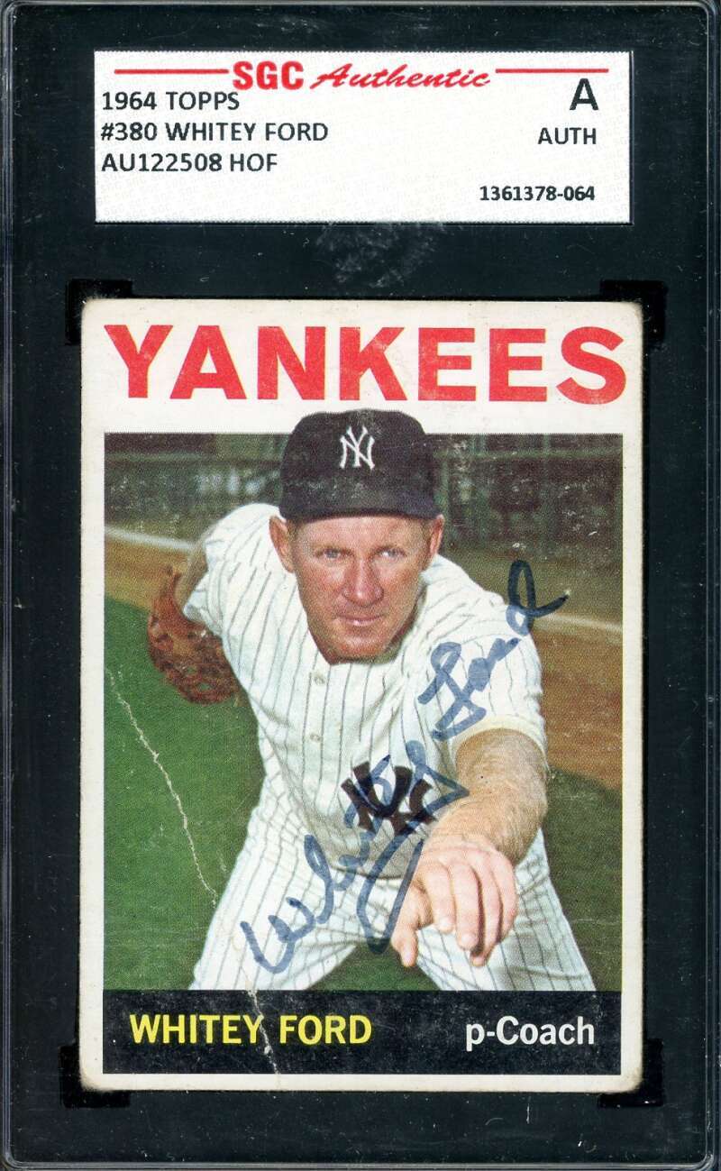 Whitey Ford SGC Coa Signed 1964 Topps Autograph