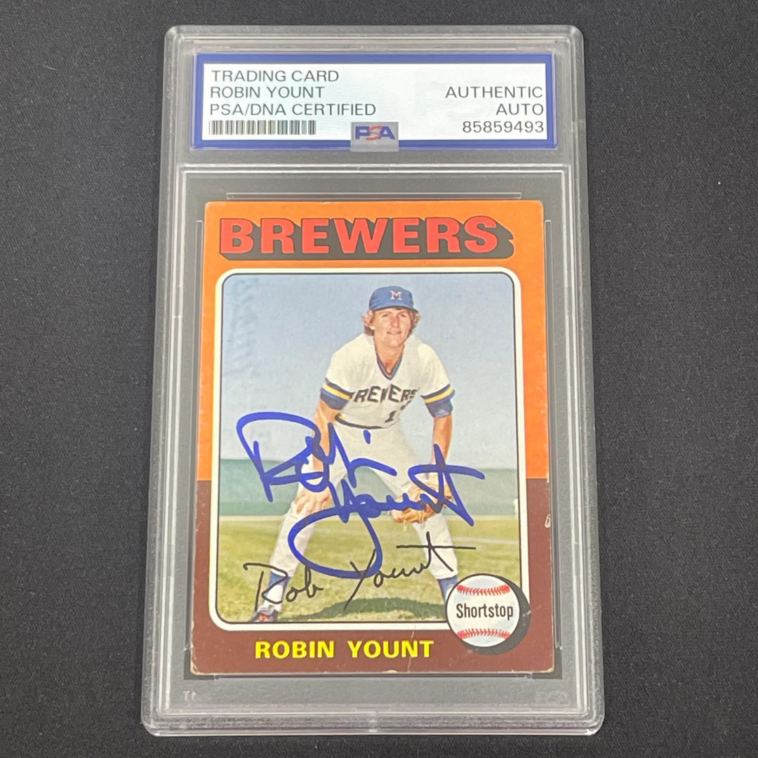 1975 Topps #223 Robin Yount Signed Rookie Card Auto PSA Slabbed Brewers