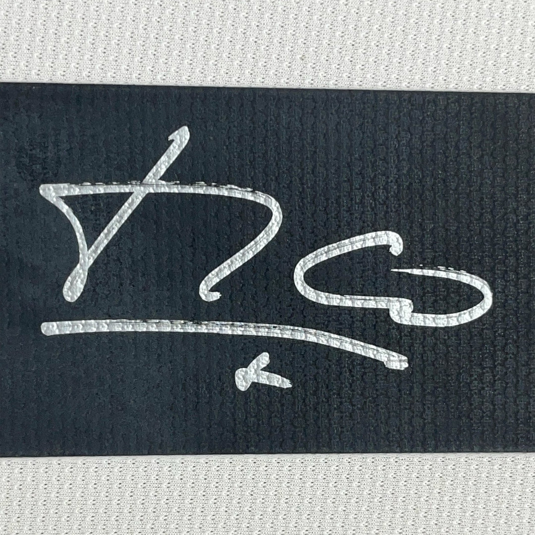 Framed Autographed/Signed Luis Figo 35x39 Real Madrid White Jersey BAS COA