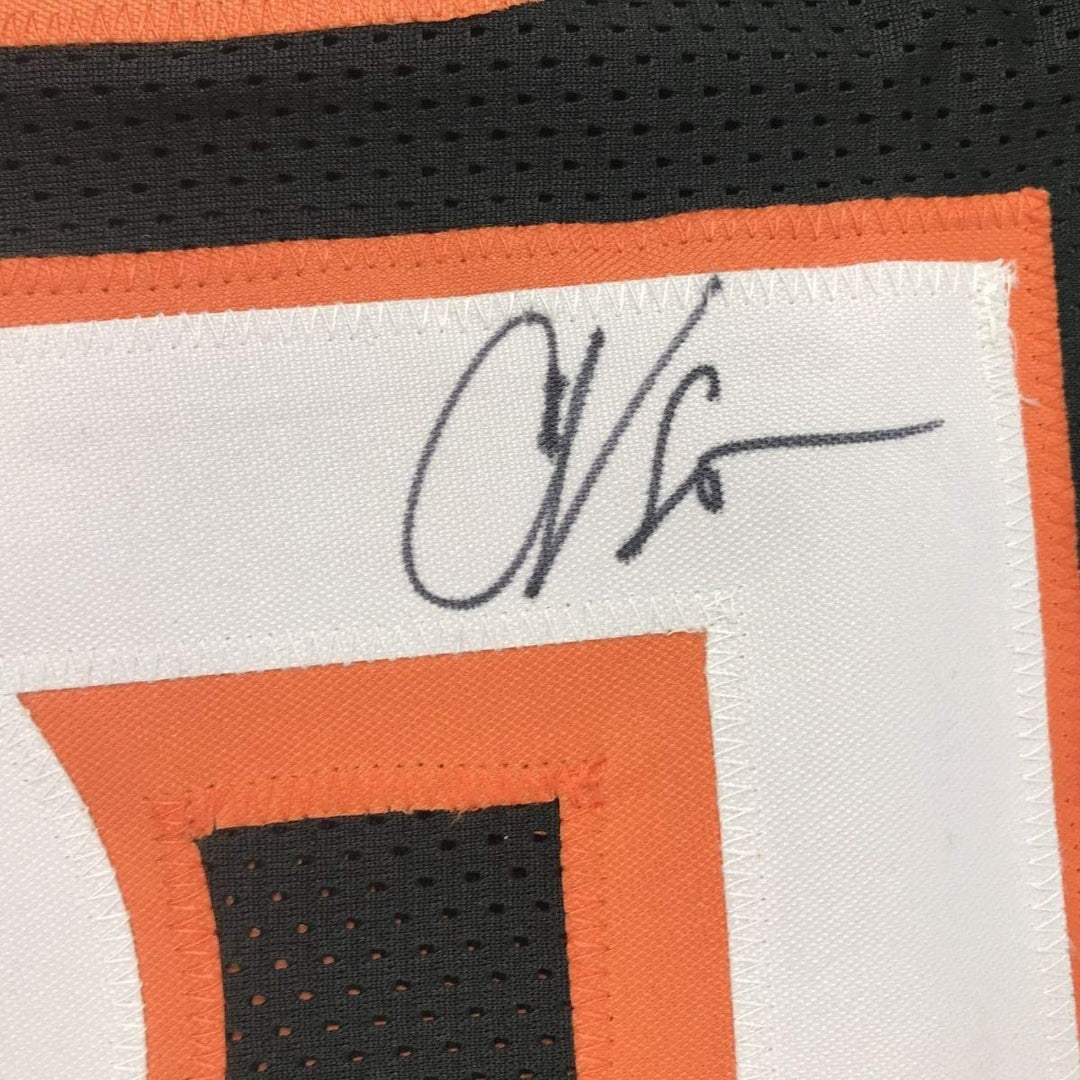 Autographed/Signed CHAD JOHNSON Cincinnati Black Jersey JSA COA Auto