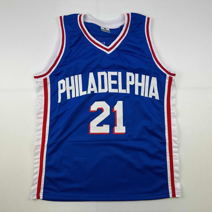 Facsimile Autographed Joel Embiid Philadelphia Blue Reprint Auto Jersey Men's XL
