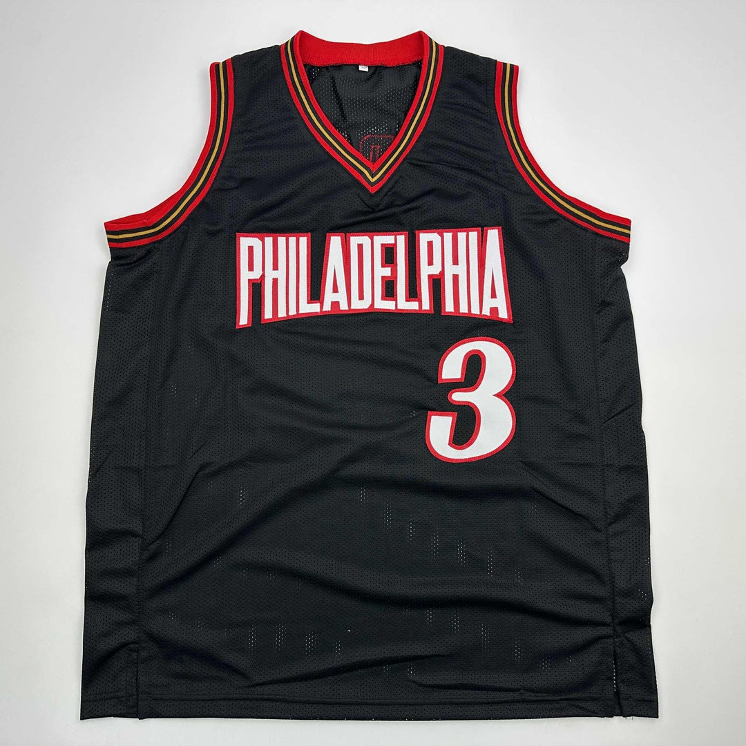Autographed/Signed Allen Iverson Philadelphia Black Jersey BAS COA