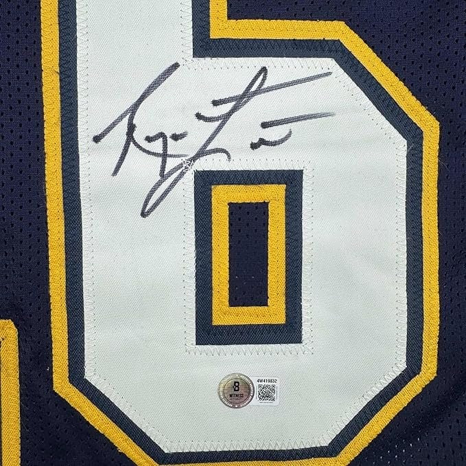 Framed Signed Ryan Leaf 35x39 San Diego Dark Blue Jersey Beckett COA