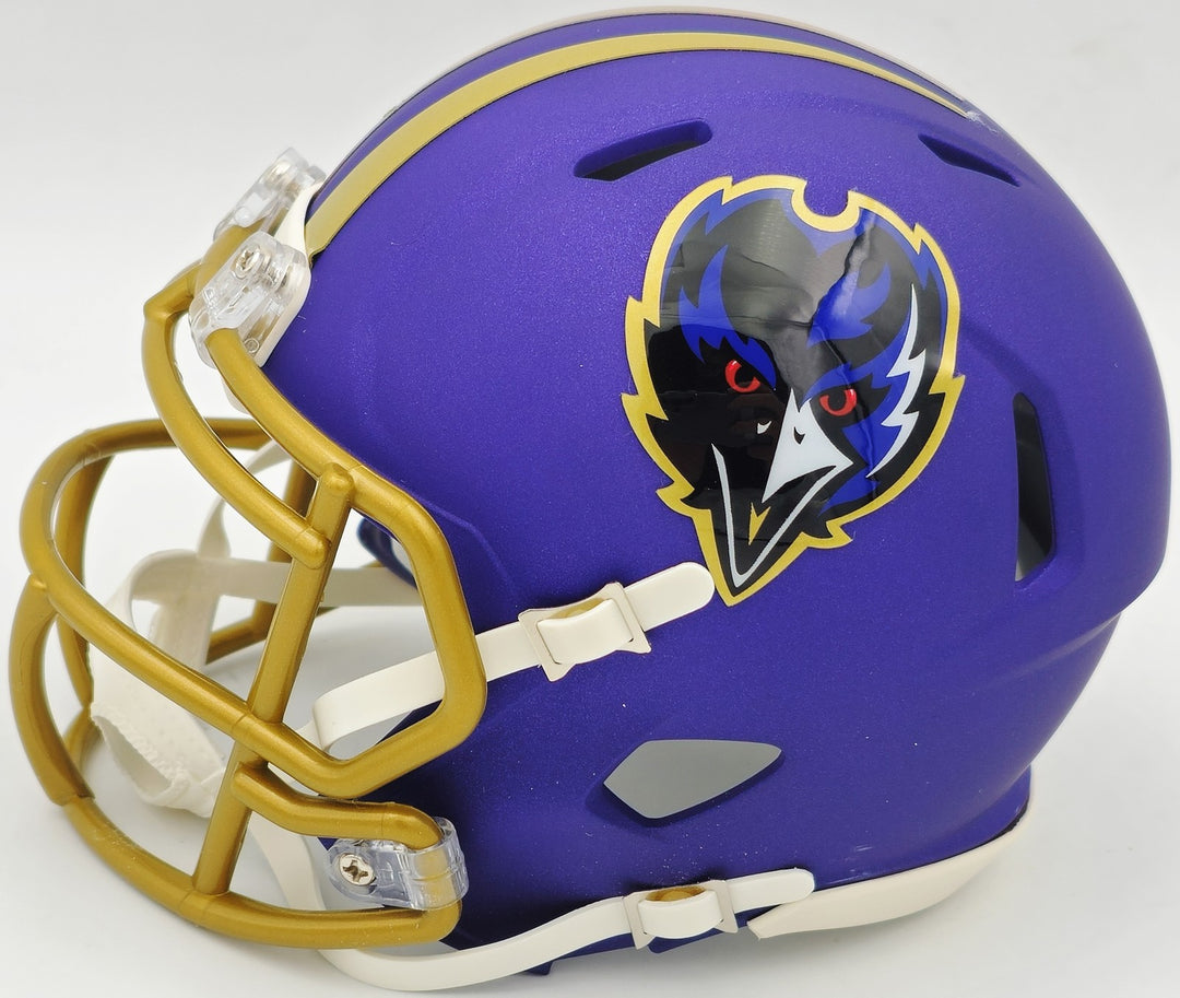 Rashod Bateman Signed Ravens 2024 Alternate Purple Speed Mini Helmet Beckett Wit