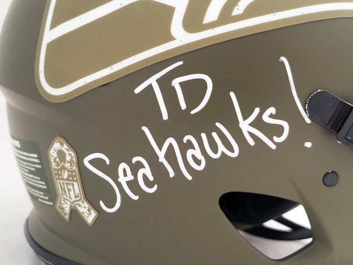 Steve Largent Jim Zorn Auto Seahawks Camo Salute 2 Service FS Helmet TD Seahawks