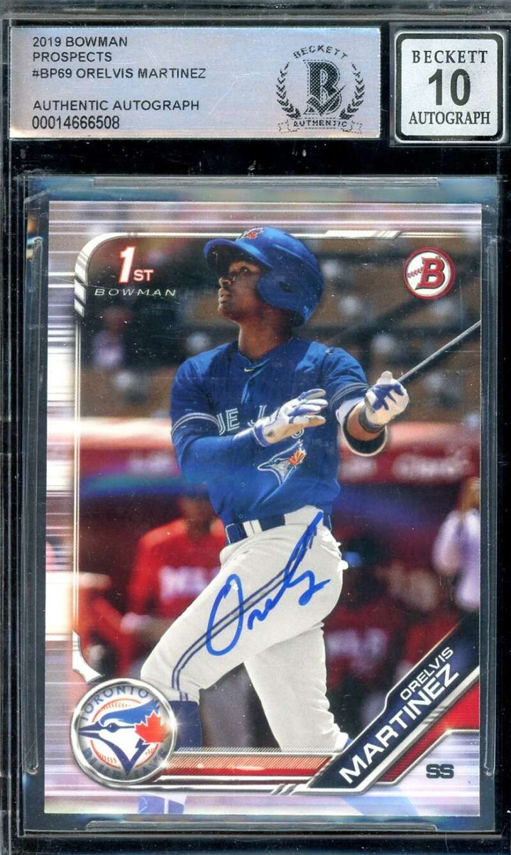 Orelvis Martinez Gem Mint 10 Beckett BAS Signed 2019 Bowman Prospects Rookie