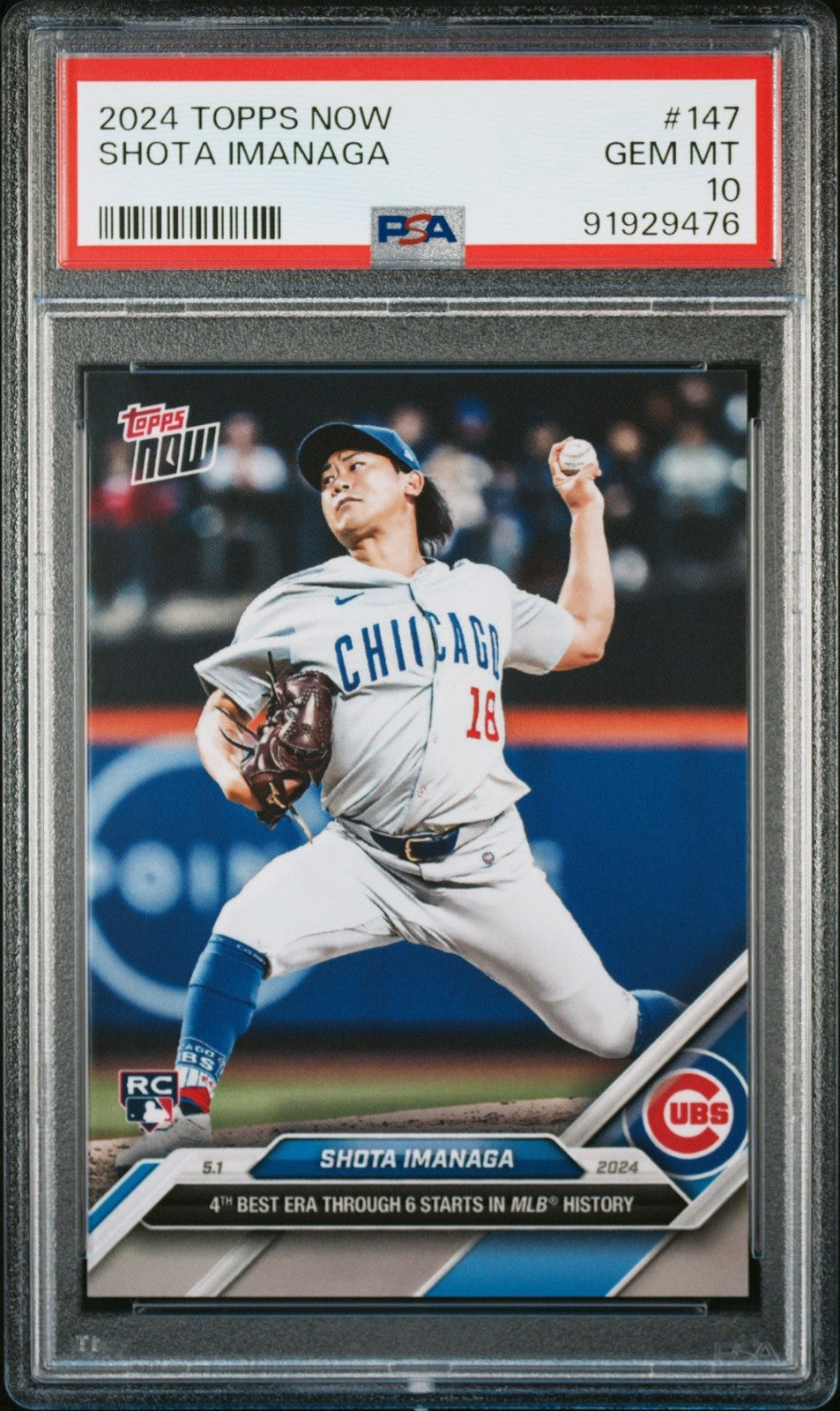 Graded 2024 Topps Now Shota Imanaga #147 Rookie RC Card PSA 10 Gem Mint