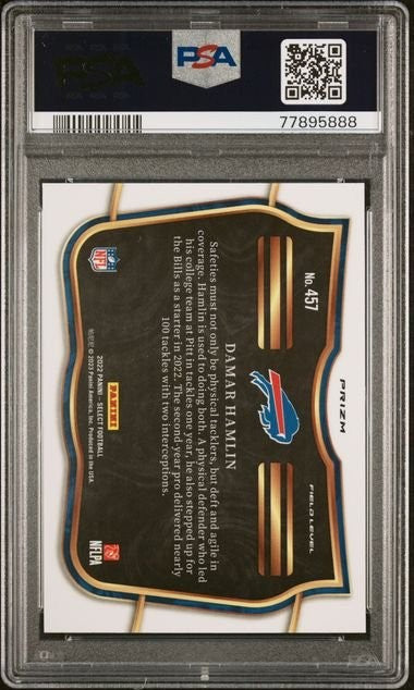 Graded 2022 Panini Select Damar Hamlin #457 Silver Prizm RC Card PSA 10