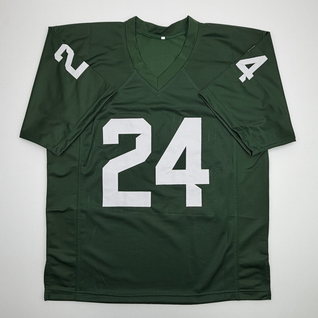 Autographed/Signed Le'Veon LeVeon Bell Michigan State Green Jersey Beckett COA