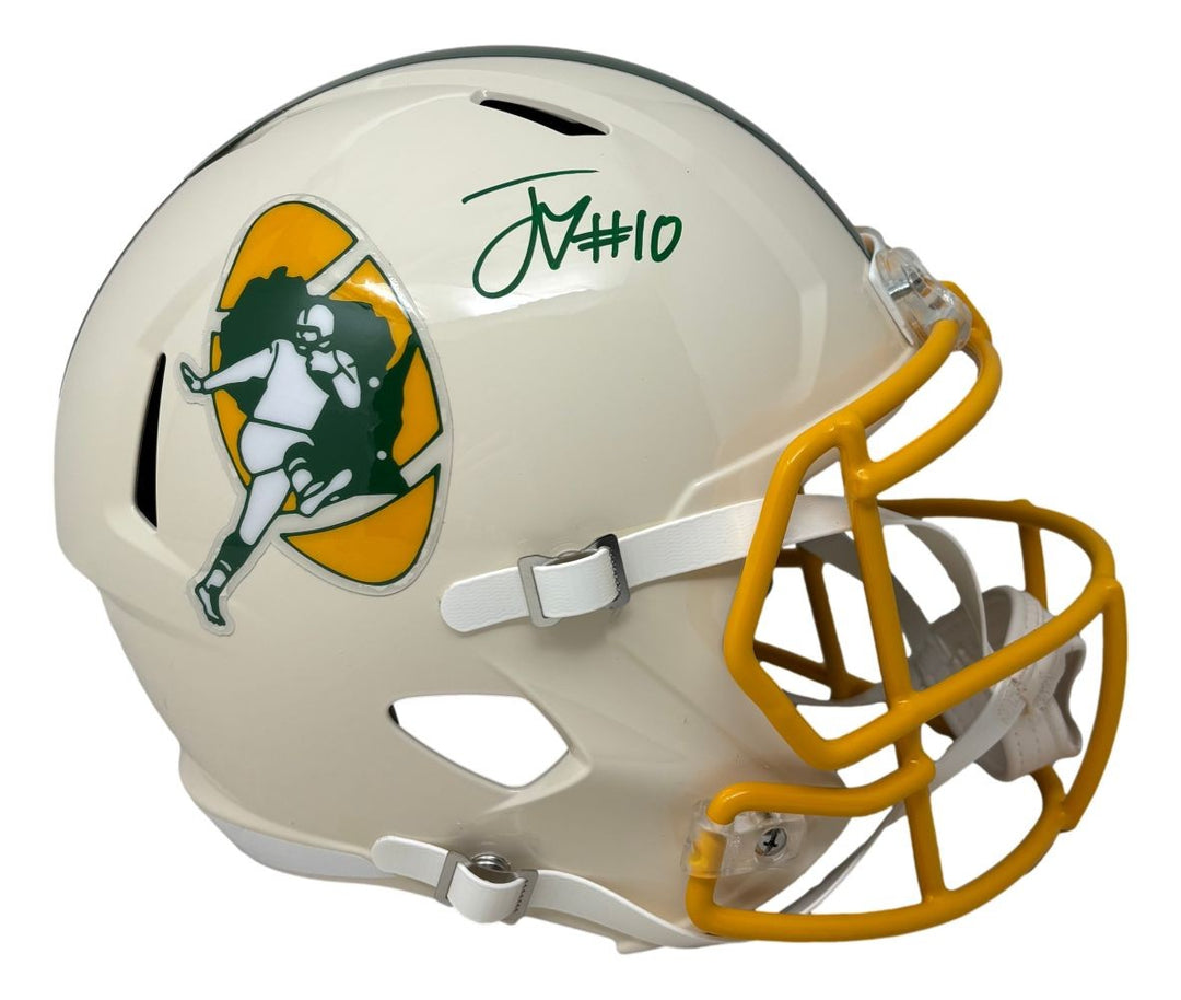 Jordan Love Signed Green Bay Packers Full Size RETRO Speed Replica Helmet BAS