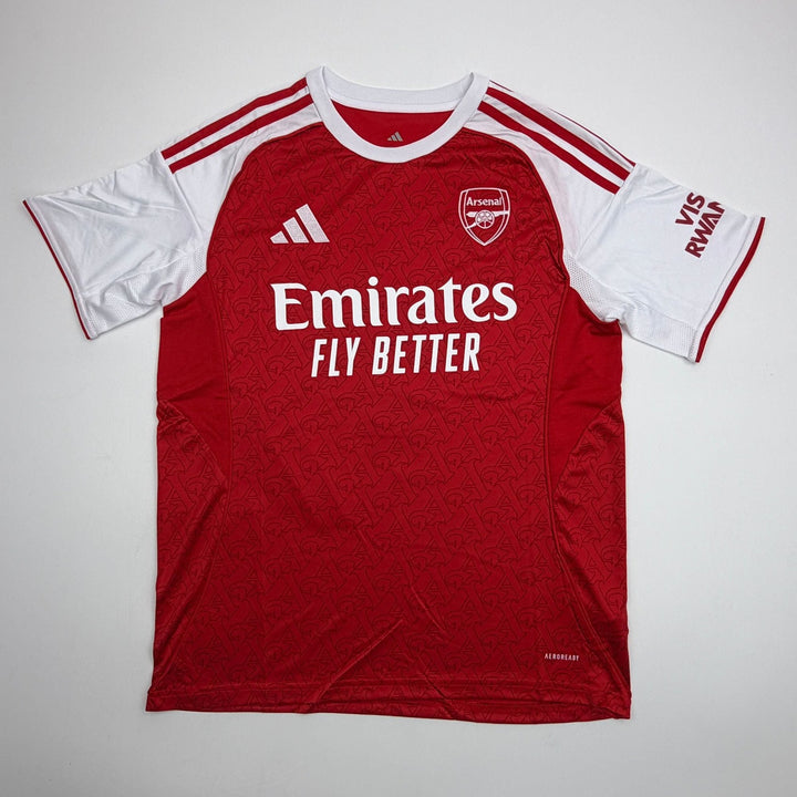 Autographed/Signed Buyako Saka Arsenal Red Soccer Futbol Jersey Beckett BAS COA