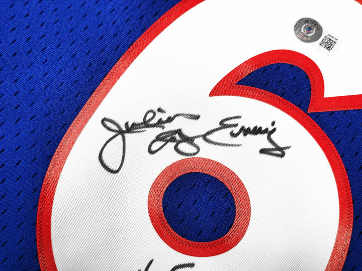 76ers Julius Dr J Erving Auto Blue Mitchell Ness Swingman 76 Jersey HOF 93 BAS