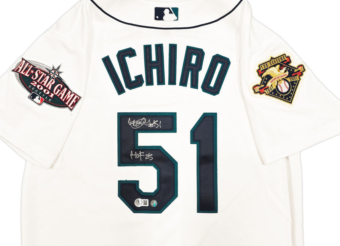 Mariners Ichiro Suzuki Auto White Mitchell Ness 01 ASG Rookie Jersey HOF 25 BAS