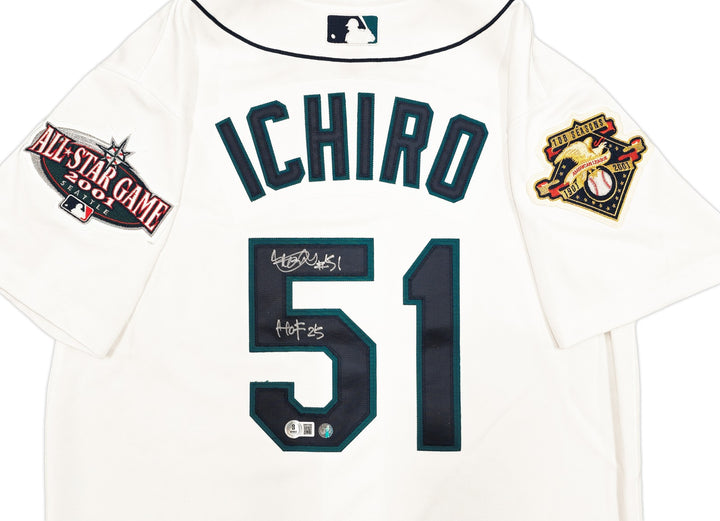 Mariners Ichiro Suzuki Auto White Mitchell Ness 01 ASG Rookie Jersey HOF 25 BAS