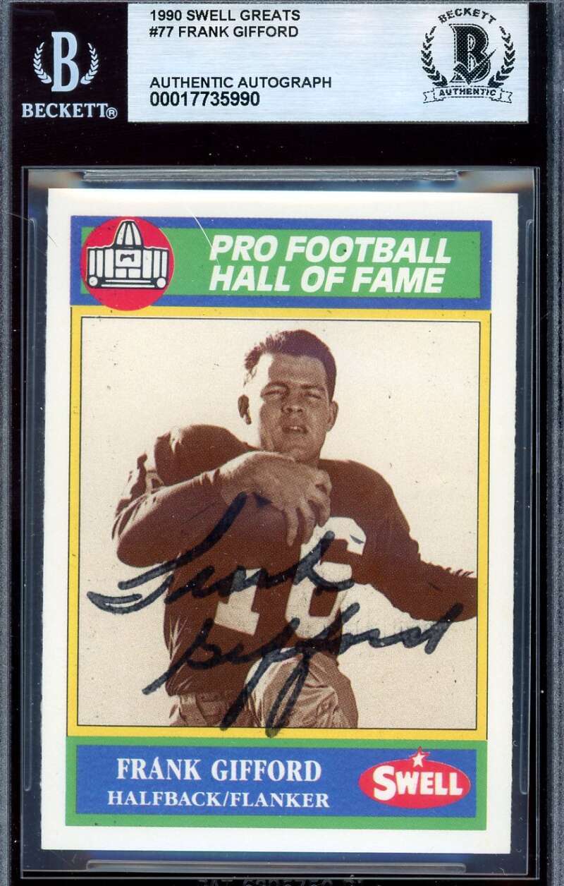 Frank Gifford Beckett BAS Signed 1990 Swell Greats Autograph