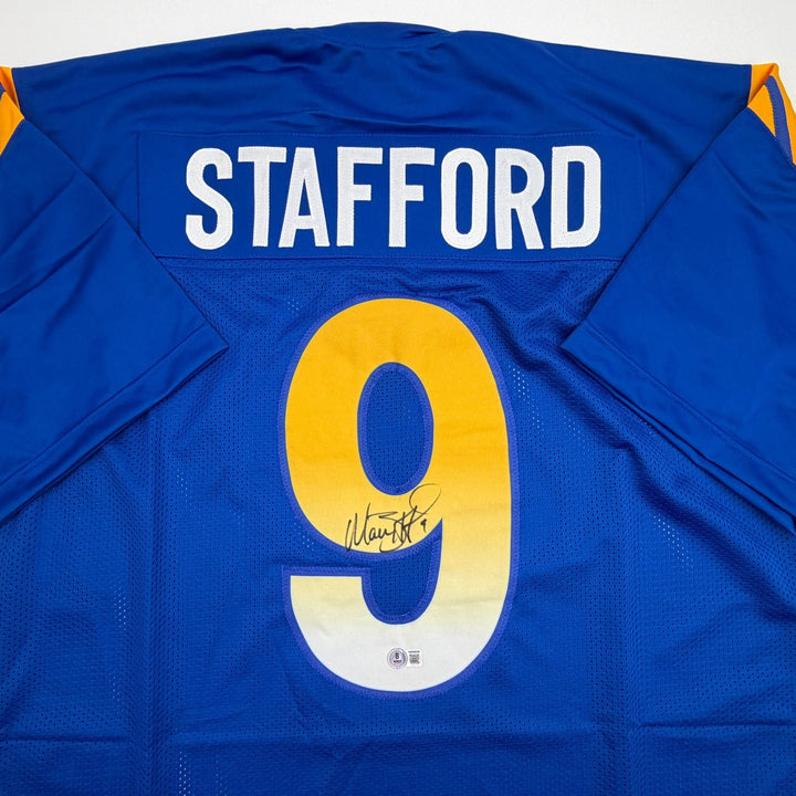 Autographed/Signed Matthew Stafford Los Angeles Blue Jersey Beckett BAS COA