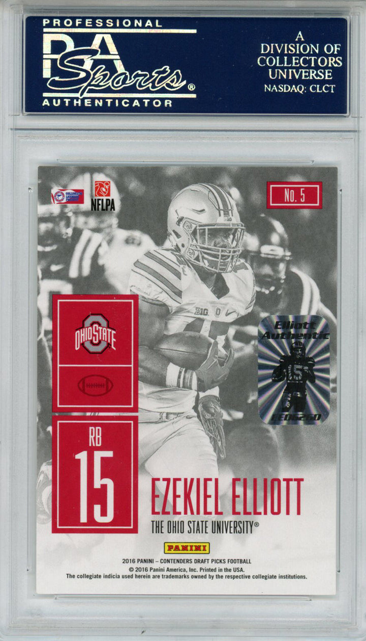 Ezekiel Elliott Signed 2016 Panini Contenders Draft Picks Gameday #5 Card PSA