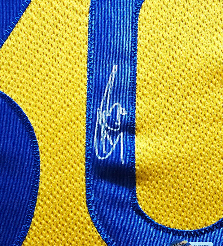 Golden State Warriors Stephen Curry Signed Framed Yellow Jersey Beckett BAS