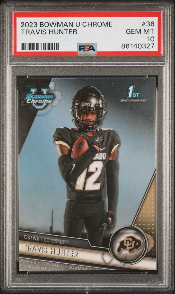 Graded 2023 Topps Bowman U Chrome Travis Hunter #36 Rookie Card PSA 10