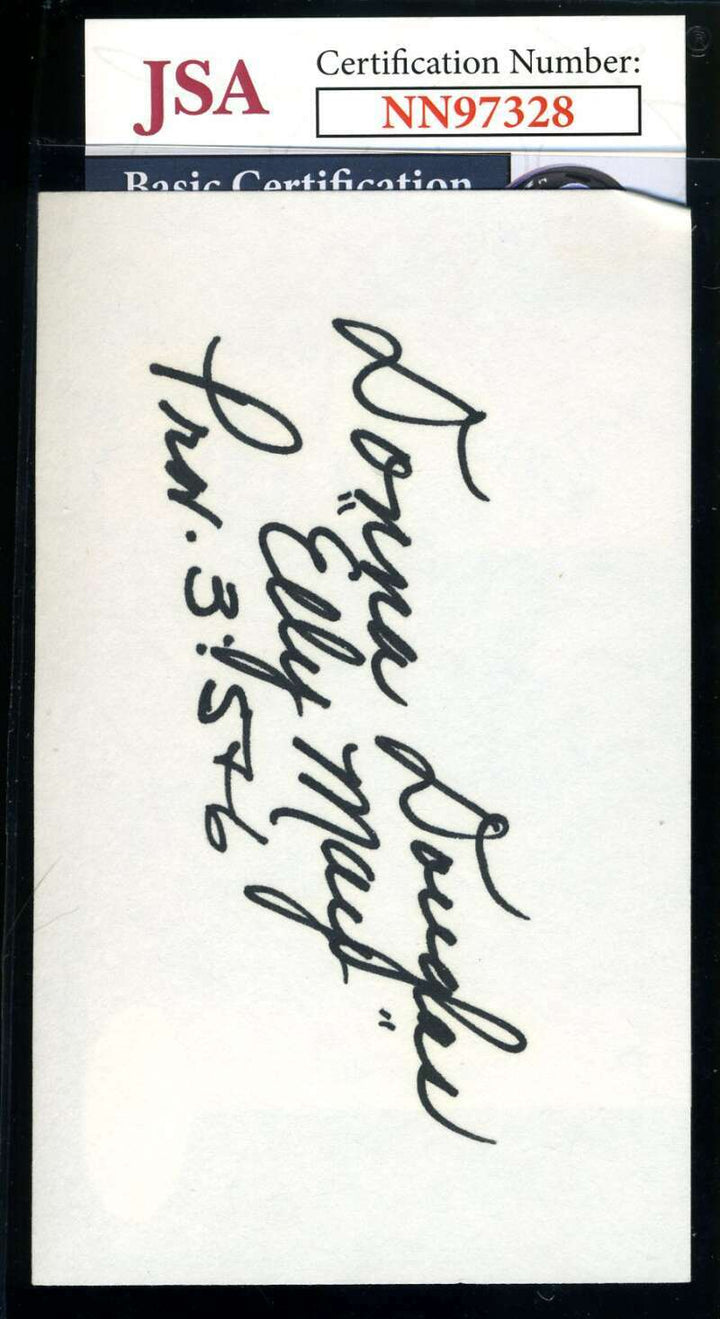 Donna Douglas JSA Coa Signed 3x5 Index Card Beverly Hillbillies Autograph