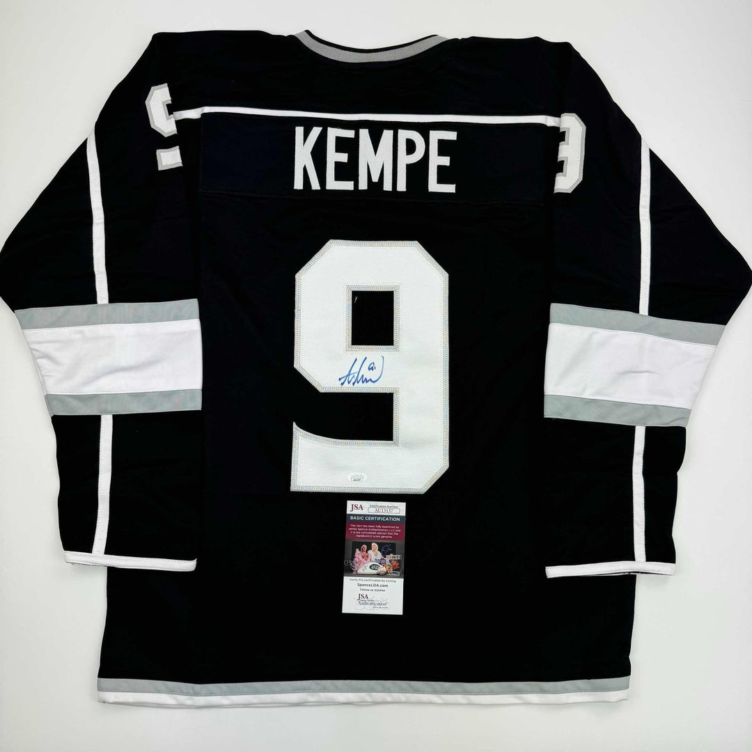 Autographed/Signed Adrian Kempe Los Angeles LA Black Hockey Jersey JSA COA