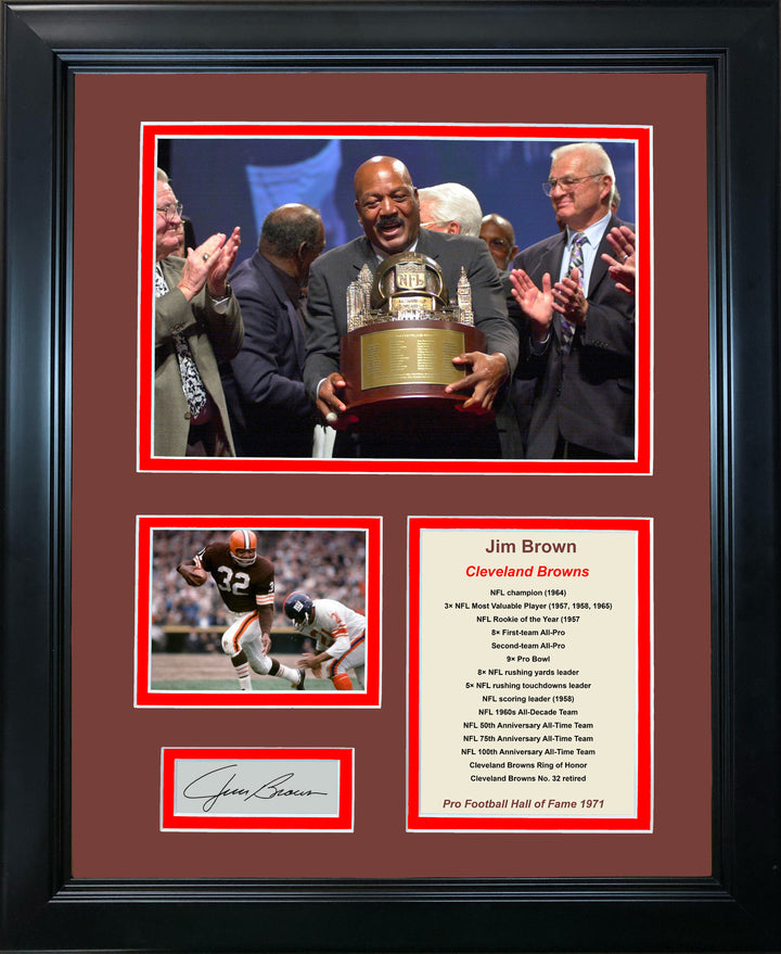 Framed Jim Brown Hall of Fame Facsimile Laser Engraved Auto Browns 12"x15" Photo