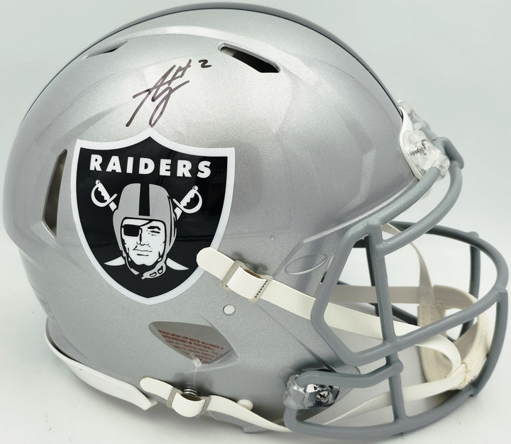 Ashton Jeanty Auto Raiders Silver Full Size Spd Authentic Helmet Beckett Witness