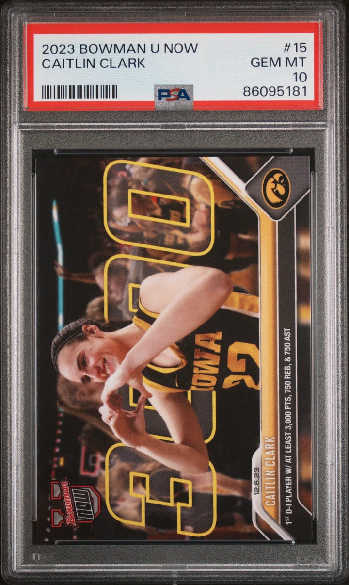 Graded 2023 Topps Bowman U Now Caitlin Clark #15 Rookie Card PSA 10