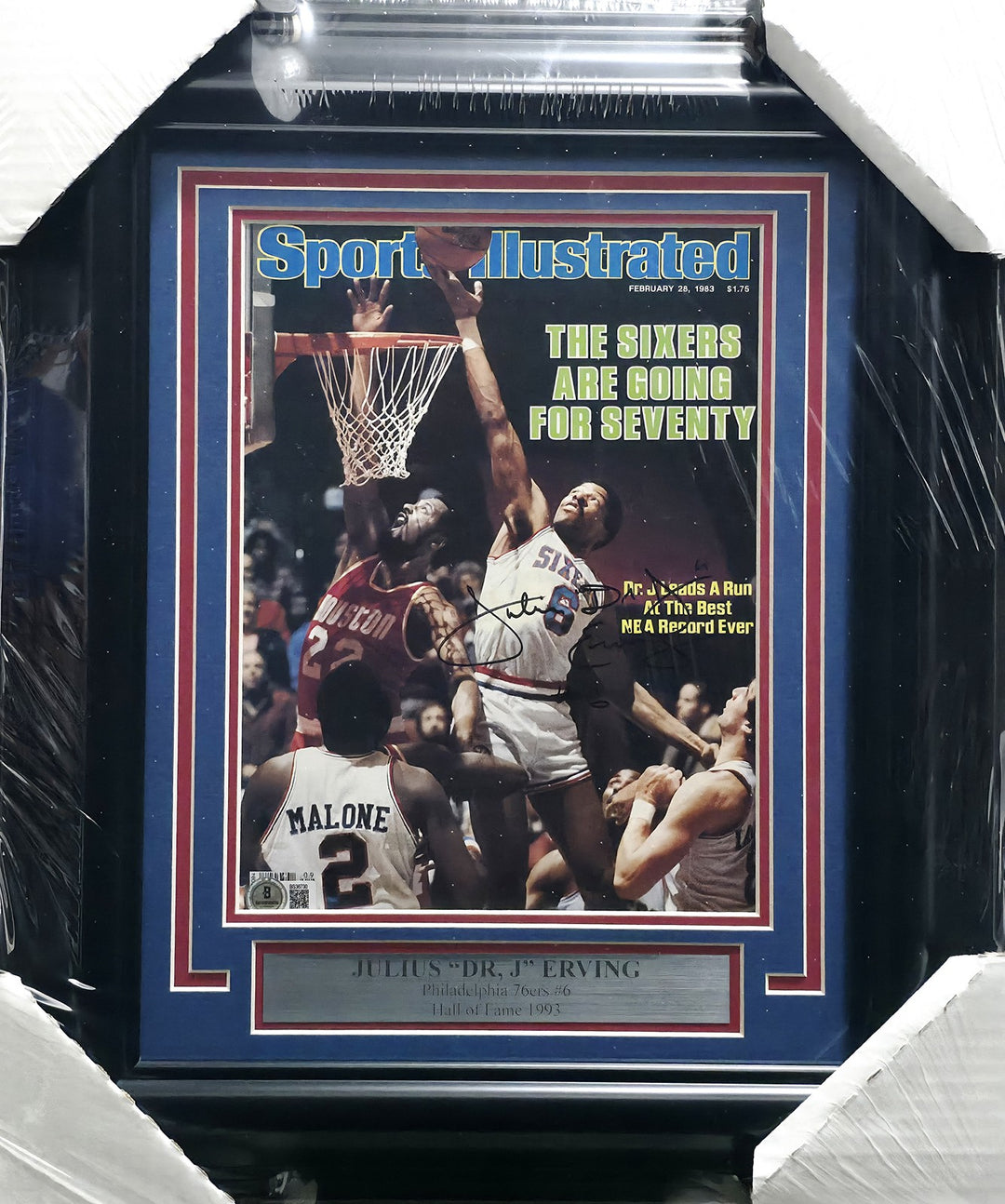 Julius "Dr. J" Erving Signed Framed Sports Illustrated Cover Beckett BS36730