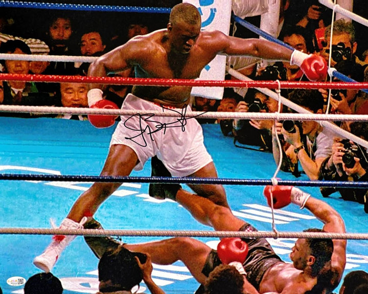 Buster Douglas Signed 16x20 Mike Tyson Knockout Photo 2 JSA QR