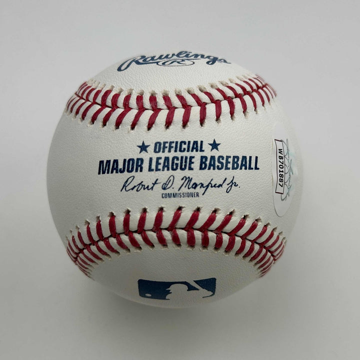 Autographed/Signed Denny McLain 31-6, 1968 Rawlings ROML JSA COA