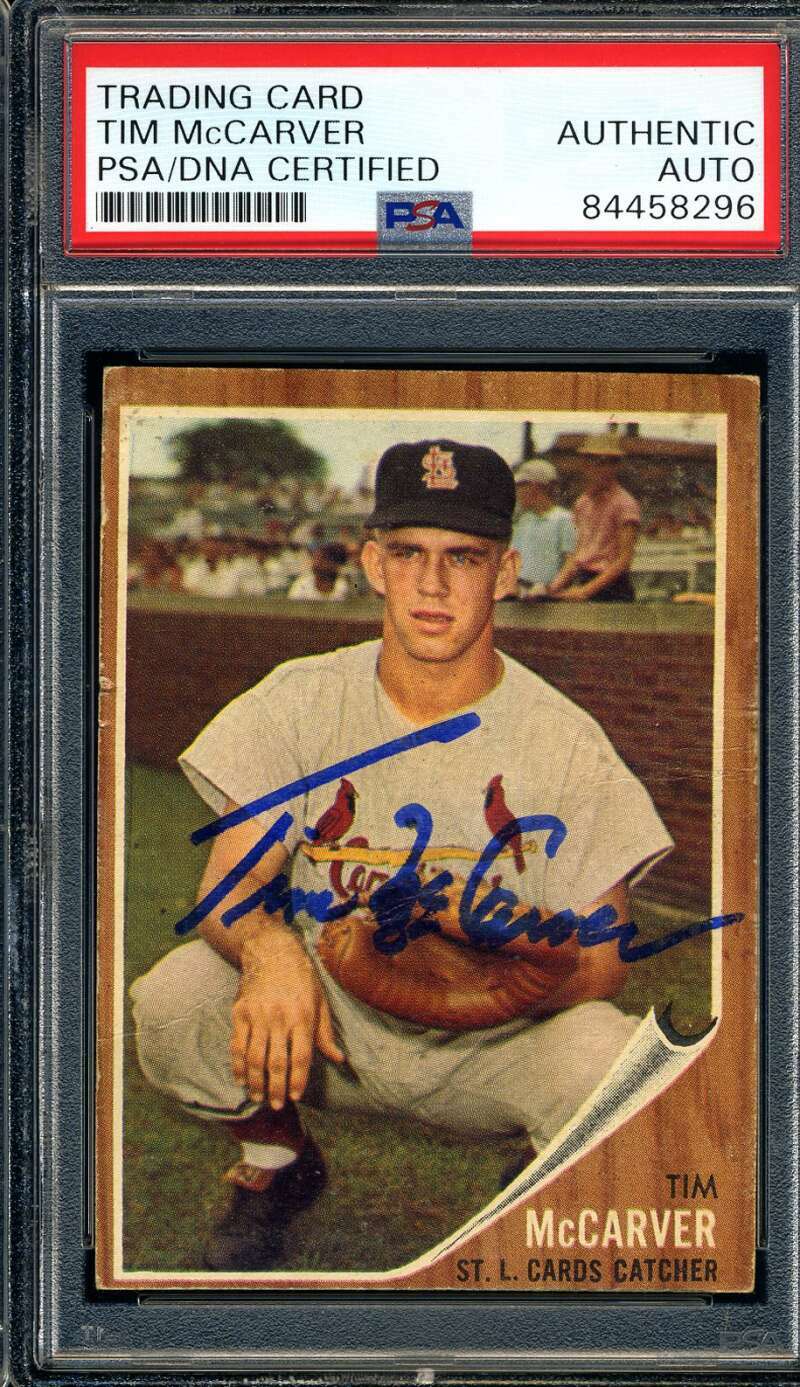 Tim McCarver PSA DNA Coa Signed 1962 Topps Autograph