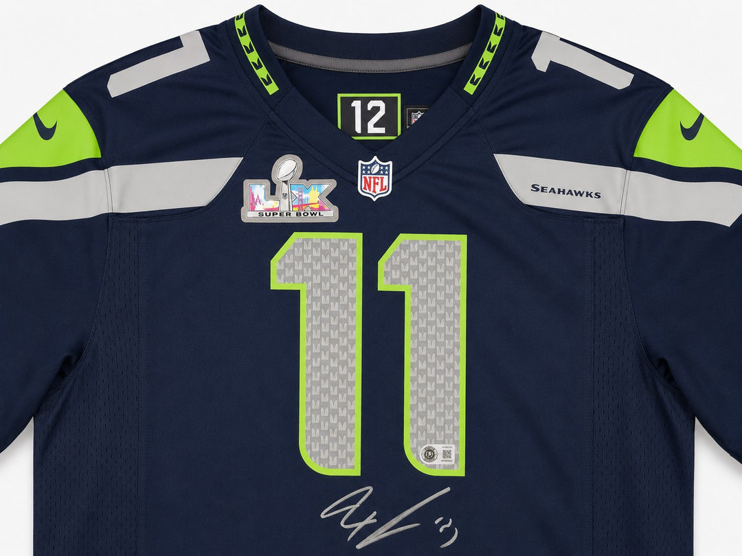 Seattle Seahawks Jaxon Smith-Njigba Signed Blue Nike SB LX Patch Jersey Size L