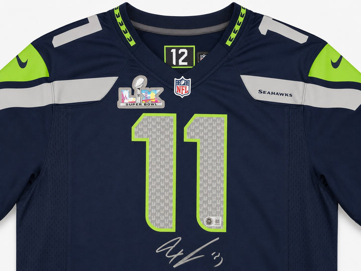 Seattle Seahawks Jaxon Smith-Njigba Signed Blue Nike SB LX Patch Jersey Size L