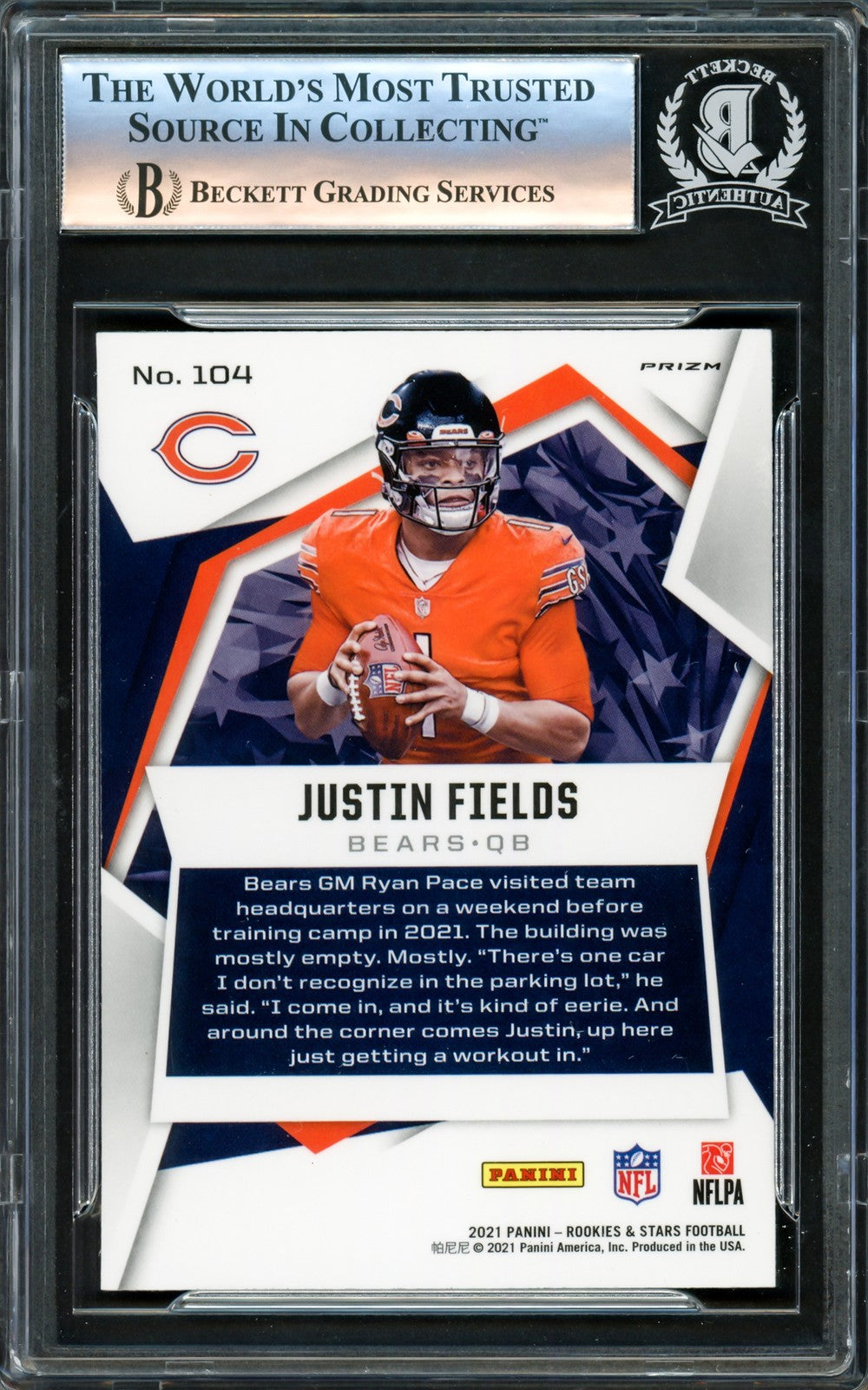 Justin Fields Signed 2021 Rookie & Stars RC 104 Chicago Bears Beckett