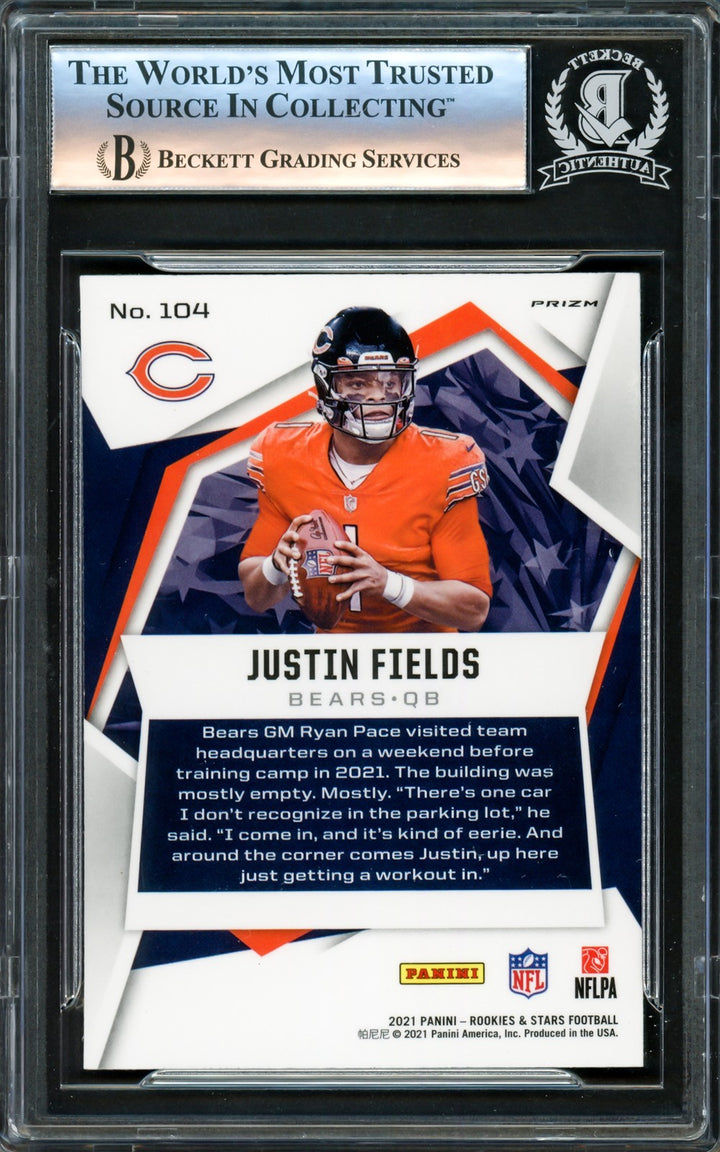 Justin Fields Signed 2021 Rookie & Stars RC 104 Chicago Bears Beckett