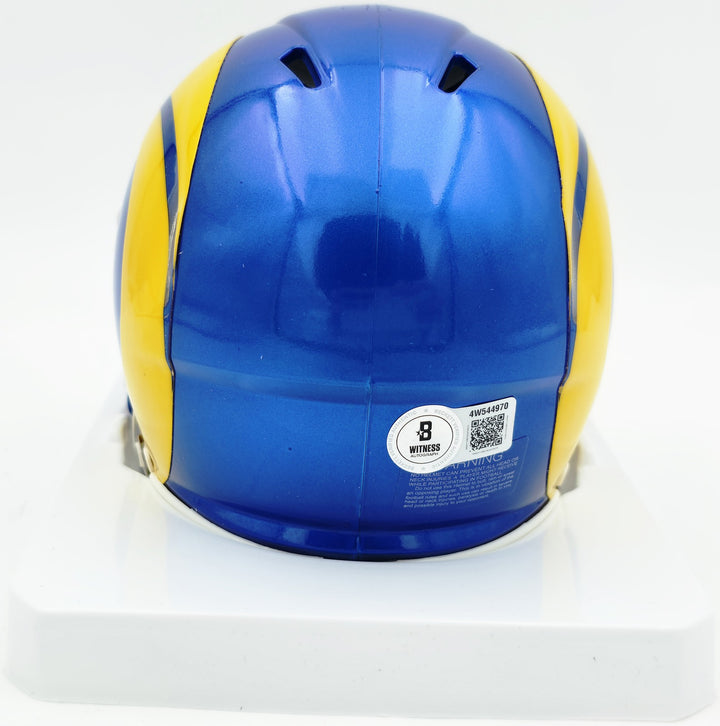 Aaron Donald Signed Rams Flash Blue Speed Mini Helmet Beckett Witness #4W544970