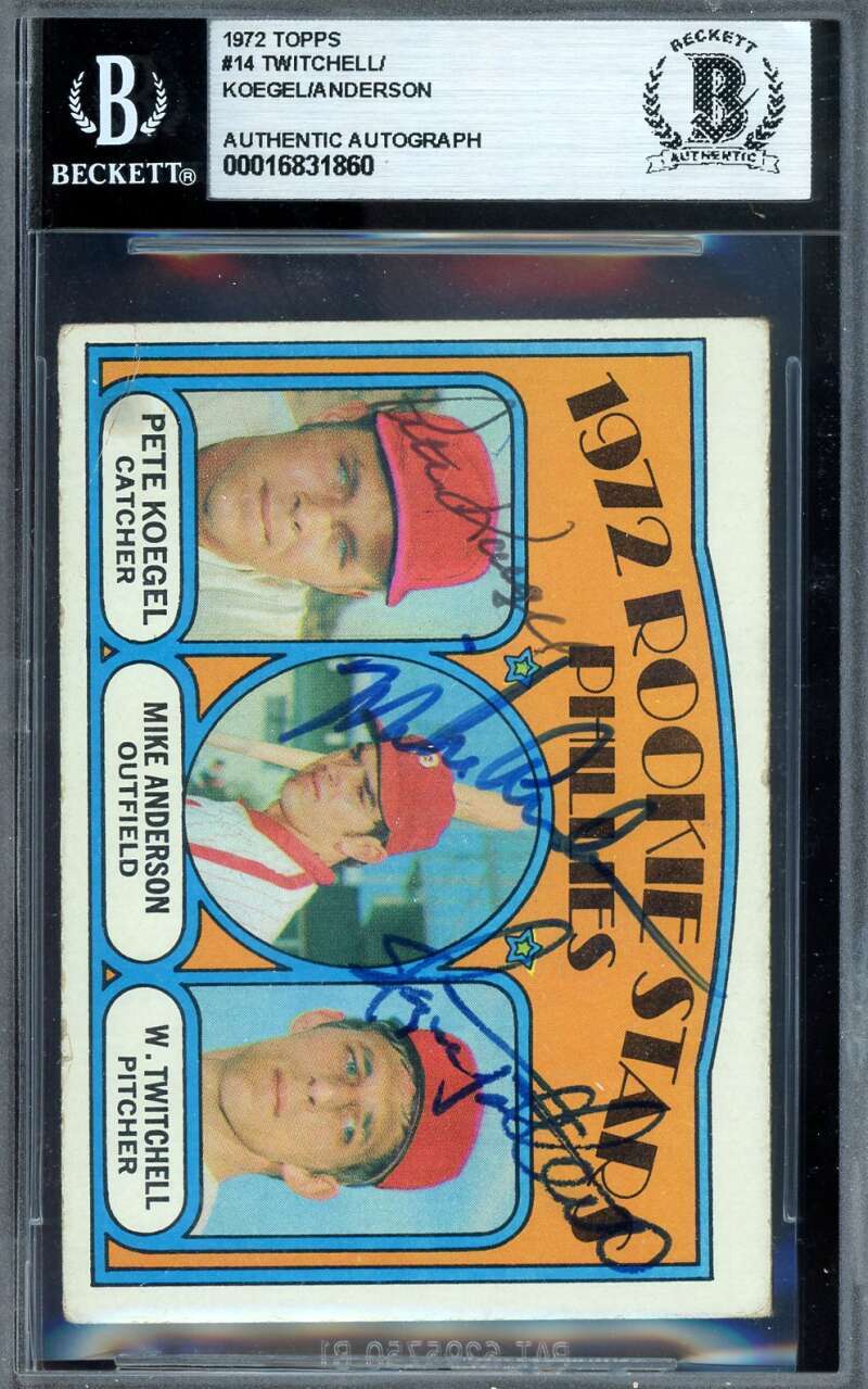 Twitchell Koegel Anderson Beckett BAS Signed By 3 1972 Topps Rookie Stars Auto