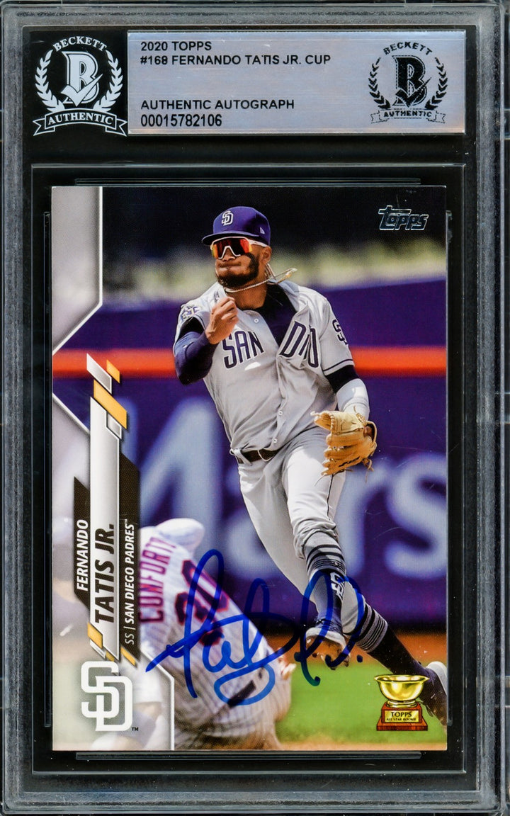 Fernando Tatis Jr. Signed 2020 Topps Card #168 San Diego Padres Beckett