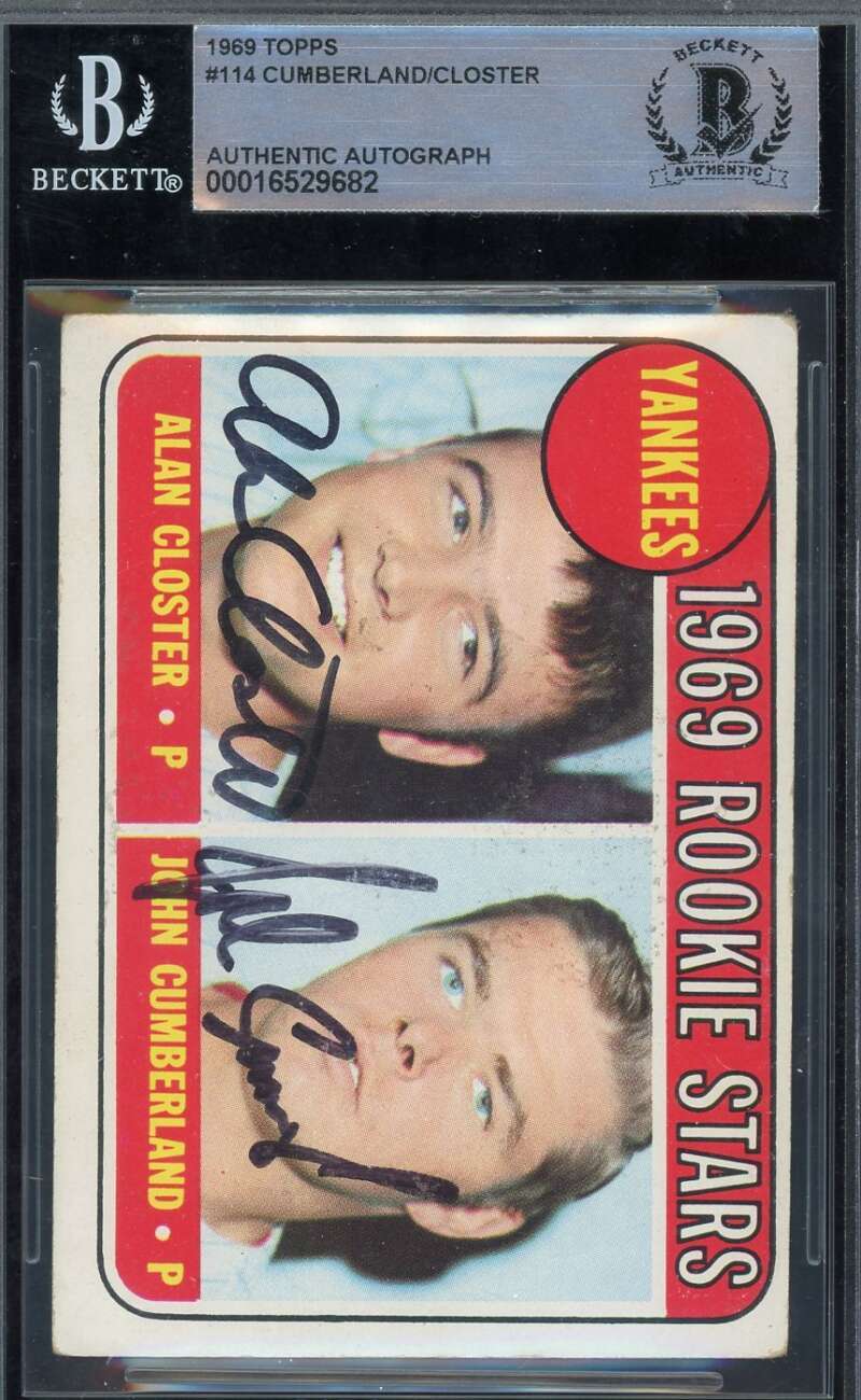 Alan Closter John Cumberland Beckett BAS Signed 1969 Topps Rookie Stars Autograp